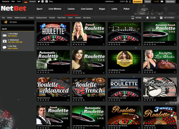 Roulette-Spiele im NetBet Casino